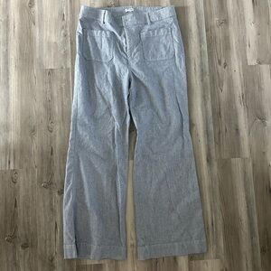 J.Crew Wide Leg Pants Blue White Micro Stripe Cotton Stretch Size 32